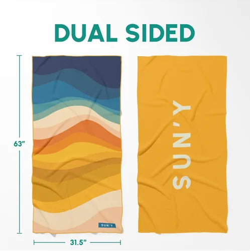 Vista 6 de SUN'Y Toalla de Playa de Microfibra Waffle – Sin Arena, Secado Rápido, Ultra Absorbente, Ligera y Compacta, Toalla de Viaje con Bolsa de Transporte