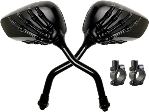 Vista 9 de Par de espejos distintivos de calavera y esqueleto para bicicleta de mano, espejo retrovisor lateral para manillar, soporte de montaje, abrazadera
