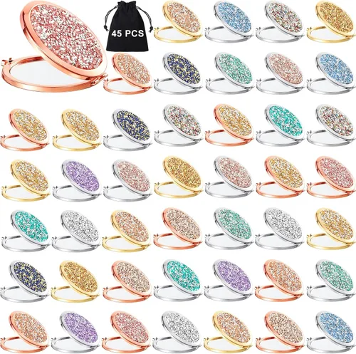 Vista 15 de Cindeer 12 Piezas Espejo Compacto Pequeño Plegable Espejo de Bolsillo Redondo de Maquillaje de Mano Espejo Cosmético de Aumento con Rincón