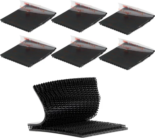 Vista 12 de Cierre resellable de doble bloqueo SJ3550 1" x 1" 10 piezas, cinta adhesiva de gancho en forma de hongo, negro, resistente para montaje de soporte