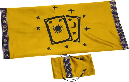 Vista 2 de Patrón de tarjeta estrellas luna bordado tela de terciopelo parte trasera partícula inferior con bolsa de cartas de tarot..