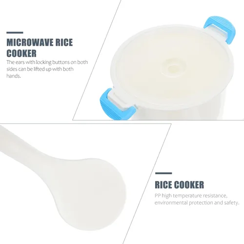 Vista 7 de Hemoton Arrocera para microondas de 4 tazas de plástico multiusos para cocinar rápidamente arroz, verduras, pasta, vaporizador para microondas