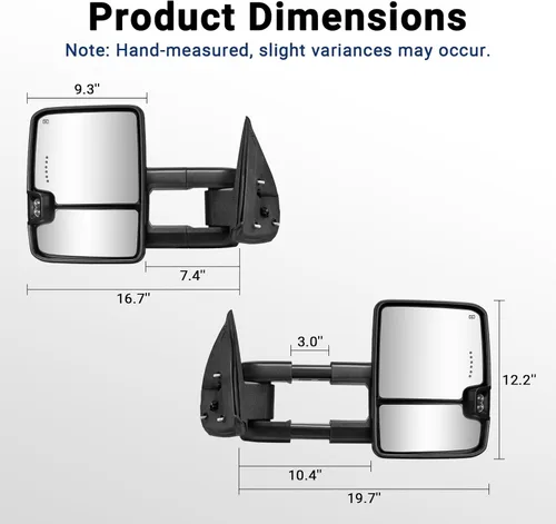 Vista 8 de Espejo de remolque para Silverado Sierra - Compatible con 2003-2007 Chevy Silverado GMC Sierra, espejos de remolque con vidrio ajustado