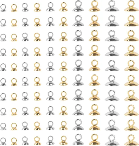 Vista 9 de Framendino, Paquete de 100 tapas colgantes de acero inoxidable 304 con bucles para fabricación de joyas