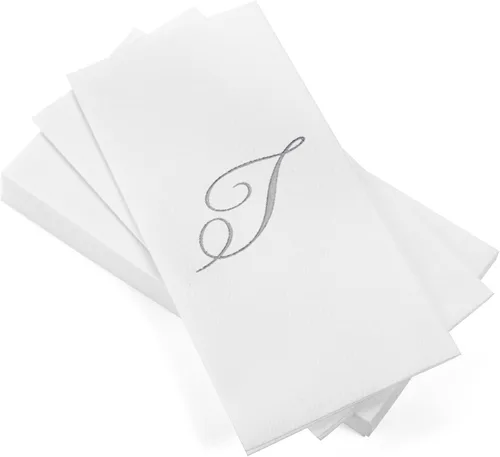 Vista 17 de AH AMERICAN HOMESTEAD Servilletas desechables – Servilletas doradas con monograma para invitados, servilletas acolchadas como tela para baño