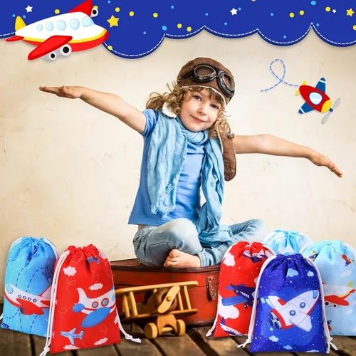 Vista 7 de Kajaia 24 bolsas de regalo para avión, suministros de fiesta de cumpleaños, suministros de fiesta de cumpleaños, bolsas de dulces reutilizables