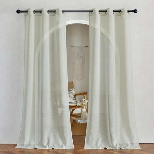 Vista 183 de NICETOWN Cortinas semitraslúcidas para ventana de cocina con ojales, 29 pulgadas de ancho x 24 pulgadas de largo, color blanco, cortinas