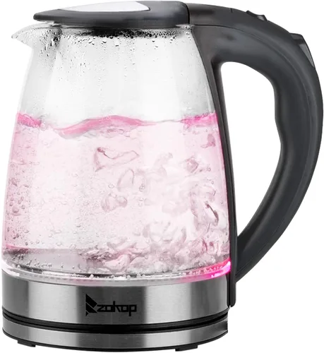 Hervidor eléctrico saludable de 1.8L, hervidor eléctrico de vidrio premium, hervidor de agua de 1.8 litros, fácil de limpiar y usar, apagado