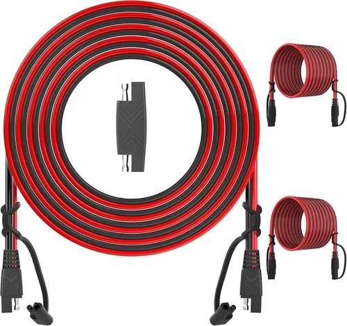 Vista 10 de POWISER - Cable de extensión SAE a SAE de 3 pies, conector de desconexión rápida 16 AWG, para panel solar automotriz, enchufe SAE (3 pies (16 AWG))