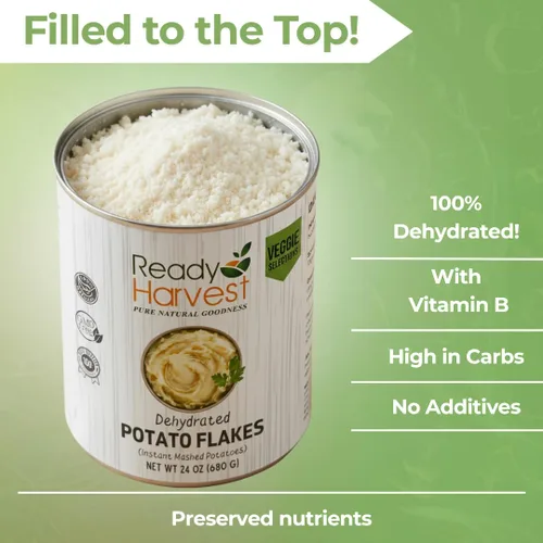 Vista 2 de Ready Harvest Alimentos Deshidratados - Hojuelas de Papa Alimentos de Emergencia Puré de Papa Instantáneo Lata #10 Vida Útil de 30 Años