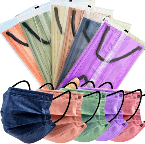 Cubrebocas envueltos individualmente, mascarillas desechables para adultos y niños, paquete de 50 unidades, 3 capas, Morandi, transpirable, colorido