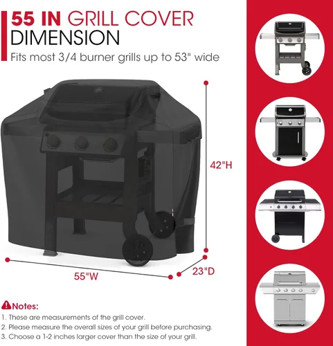 Vista 3 de Cubierta Unicook para parrilla de gas, impermeable, resistente, cubierta para barbacoa de 55 pulgadas, material desteñido especial y resistente a