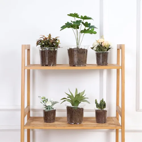 Vista 5 de JERIA - Juego de 30 macetas transparentes de 5/6/7 pulgadas con agujeros de drenaje, maceta transparente de plástico para plantar, macetas