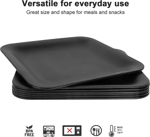 Vista 2 de Plato de melamina de plástico para pan y mantequilla, juego de 4 piezas de 10.3 pulgadas, ligero, a prueba de roturas, resistente a las astillas