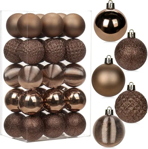 Vista 24 de 30 piezas de adornos de bola de árbol de Navidad irrompibles negros para decoración navideña