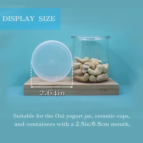 Vista 5 de Tapas para tarros de yogur para Oui – Paquete de 12 tapas para Oui, tapas de contenedores de yogur de plástico transparente