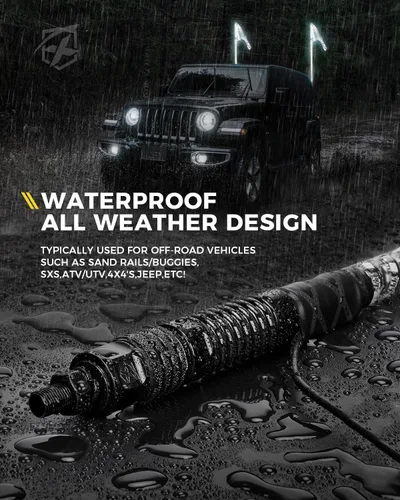Vista 12 de Xprite 1 unidad de luz LED RGBW de 2 pies con base de resorte, luces de látigo con antena iluminada controladas por aplicación y control remoto