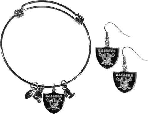 Vista 5 de Siskiyou Sports NFL womens Dangle Earrings and Charm Bangle Bracelet Set
