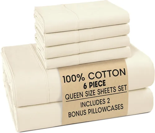 Vista 101 de Casa Platino Juego de sábanas Twin – Sábanas Twin 100% algodón con 2 fundas de almohada, sensación ligera y ajuste seguro, tejido percal crujiente