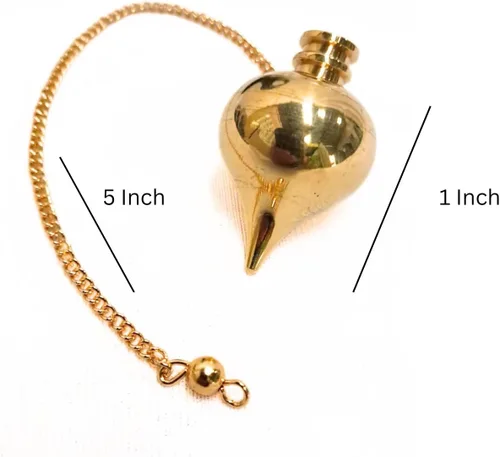 Vista 2 de Jet Gold Plated Cono Pendulum Pot Chamber Reiki Wiccan Free Booklet Jet International Crystal Therapy Healing Dowsing A++ Respuestas espirituales