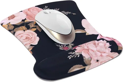 Vista 7 de MOSISO Juego de soporte para muñecas para mouse y teclado, almohadilla ergonómica Peony con base antideslizante para alivio del dolor