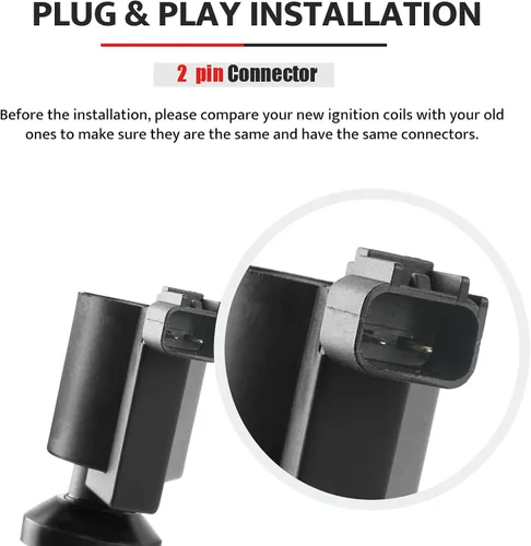Vista 6 de Paquete de Bobina de Encendido y Bujías Compatible con Ford Escape Focus Transit Connect 2.0 2.3 2004 2005 2006 2007 2008 2009 2010 2011, 04 05