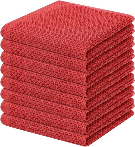 Vista 171 de Homaxy Paños de cocina de 100% algodón con tejido de gofre, ultra suaves, absorbentes, de secado rápido, 12 x 12 pulgadas, paquete de 6, amarillo