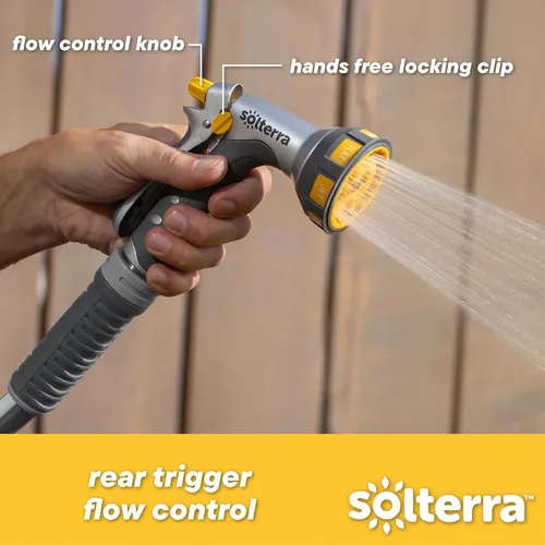 Vista 5 de Solterra Boquilla de manguera de jardín de 7 patrones con gatillo trasero