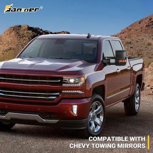 Vista 6 de Espejos de remolque compatibles con 2014 2015 2016 2017 2018 Chevy Silverado GMC Sierra 1500 2500 HD 3500 HD con vidrio de ajuste electrónico, Sin