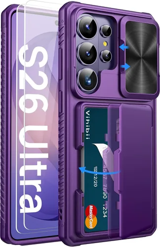Vista 30 de Vihibii Funda para Samsung Galaxy S25 con tarjetero (4 tarjetas), [bloqueo RFID] y cubierta de cámara deslizante y protección contra caídas de grado