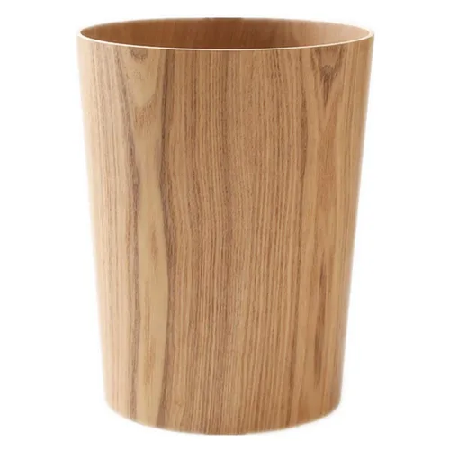 Vista 10 de Basurero de madera de 2.3 galones para el hogar u oficina, papelera redonda de madera natural de estilo japonés, ligero, resistente para debajo