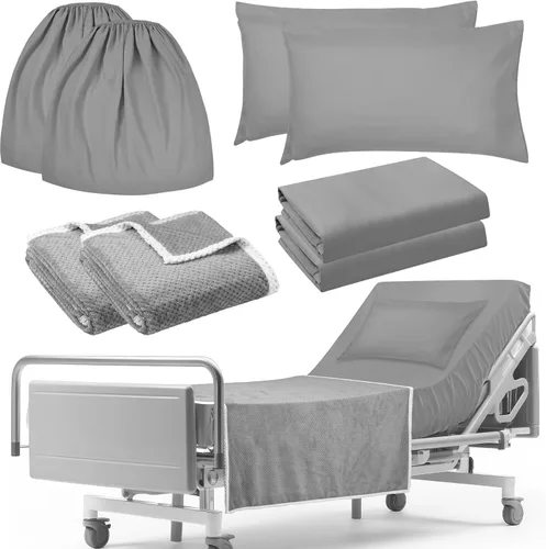 Vista 14 de SmoothNovelty Juego de 4 Sábanas de Cama de Hospital, Sábanas Estándar de Punto Suave de Calidad, Incluye Sábana Bajera Ajustable, Funda de Edredón