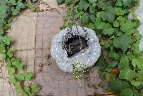 Vista 5 de Oncpcare Hamaca de jaula de animales pequeños, hamaca de flor, jaula de conejillo de indias, hamaca cálida para loro planeador de azúcar, hurón