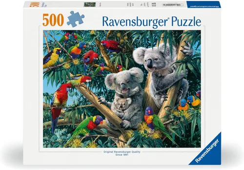 Vista 2 de Ravensburger Koalas in a Tree - Rompecabezas de 500 piezas para adultos, 12000206, herramientas hechas a mano, fabricado en Alemania, cada pieza