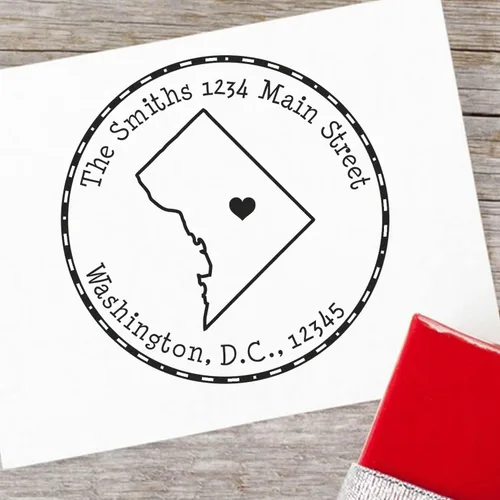 Vista 35 de Sello de dirección de devolución de Alabama, redondo autoentintado personalizado, 1-5/8 pulgadas tamaño de impresión Alabama State Luv Stamper