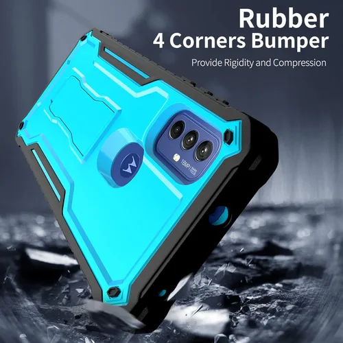 Vista 6 de ExoGuard Funda para Moto G Play 2023, funda de goma resistente a prueba de golpes con protector de pantalla para teléfono Motorola G Play 2023, Azul
