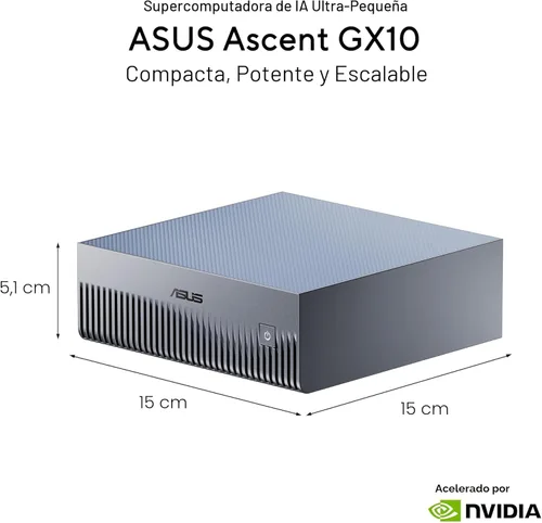Vista 2 de Asus Ascent GX10-GG0010BN Computadora de escritorio con IA - ARM Cortex X925-128 GB - 1 TB PCI Express NVMe 4.0 x4 SSD - Gris estelar - NVIDIA GB10