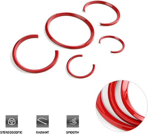 Vista 2 de GTINTHEBOX 5 anillos de cubierta de borde de tablero interior rojo para Porsche Cayenna 2010-2016, Porsche 911 2008-2019, Porsche Panamera 2010-2016