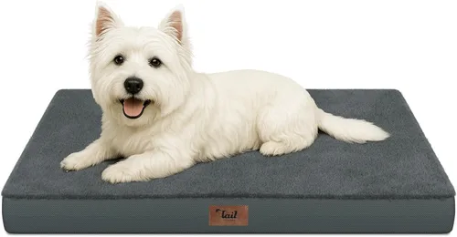 Vista 21 de Cama para perros y gatos pequeños, impermeable, para jaula de huevos, espuma ortopédica con funda Oxford lavable y extraíble, color verde Amy