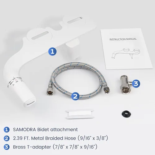 Vista 6 de SAMODRA - Accesorio de bidé ultradelgado para inodoro, boquilla autolimpiante, bidés higiénicos para inodoros existentes, rociador de agua dulce