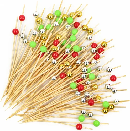 Vista 9 de 100 unidades de púas de cóctel de otoño de 12 cm, hojas, calabazas, bellotas, palillos de dientes decorativos elegantes de bambú, palillos
