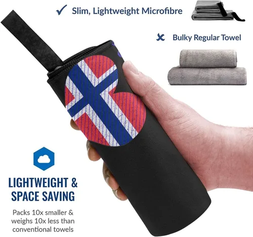 Vista 3 de Flag of Norway - Toalla de playa de microfibra, de gran tamaño, de secado rápido, (31.5 x 63 pulgadas), a prueba de arena, absorbentes, compactas