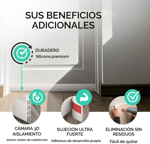 Vista 6 de Vellure® Tope de puerta, para parte inferior de la puerta, de primera calidad, burlete de puerta (ahorra energía, se instala rápida y fácilmente)