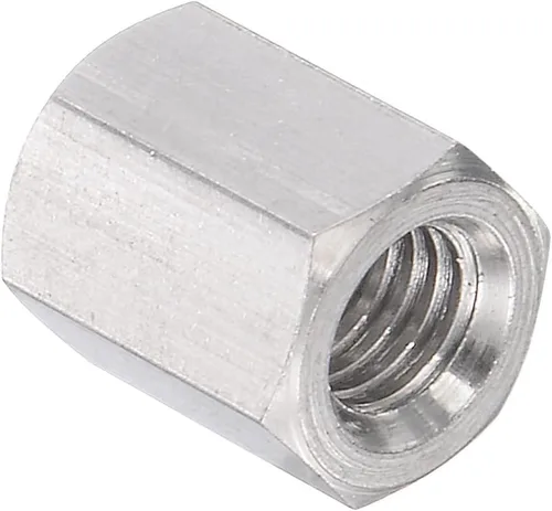 Vista 5 de uxcell Tuerca de acoplamiento hexagonal métrica de acero inoxidable 304 M5 x 0.8 de paso de 0.394 in de longitud, paquete de 5