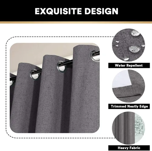 Vista 69 de Primitive - Cortinas opacas 100 % de lino texturizado natural para dormitorio, sala de estar, cortinas para ahorra energía, tela de arpillera