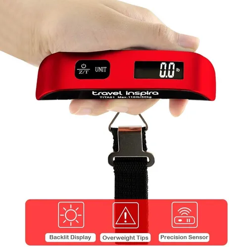 Vista 2 de travel inspira Báscula de equipaje, báscula digital portátil de equipaje para viajes, báscula de peso de maleta con pintura de goma, sensor