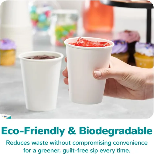 Vista 6 de GUSTO [Paquete de 100 tazas calientes de papel, tazas de café, 12 onzas, paquete anteriormente cómodo) 12 oz. - Blanco