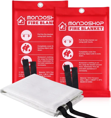 Vista 18 de Mondoshop Manta Ignífuga de Silicona para el Hogar - 40"x40" Mantas de Emergencia contra Incendios para Cocina, Mantas Ignífugas para Automóvil