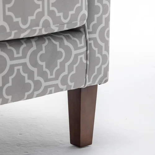 Vista 43 de Sillón clásico con marco de madera de abedul y cómodos reposabrazos enrollados, sillones para sala de estar, dormitorio y decoración de oficina