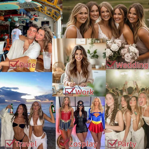 Vista 8 de Rich Choices Extensiones de cabello humano real con clip de 6 piezas, diseño de clip único, extensiones invisibles con clip para cabello corto